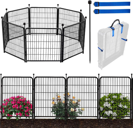 ADAVIN 48 in(H) Garden Fence without Gate, 8 Panels Total 17.7 Ft(L), Dog Fence Outdoor For Yard