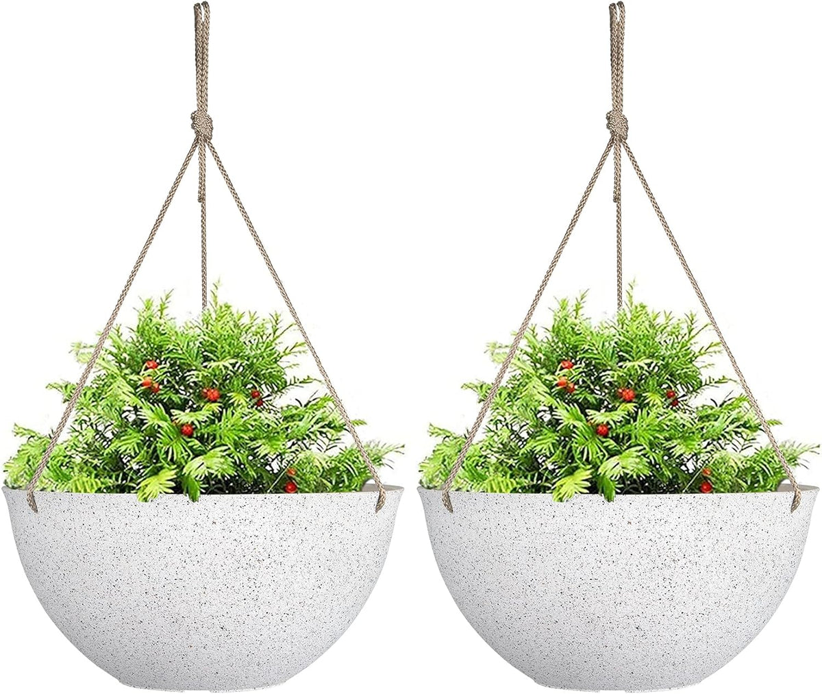 LA JOLIE MUSE Large Hanging Planters for Outdoor Plants - 13 Inch Hanging Flower Pots Set of 2