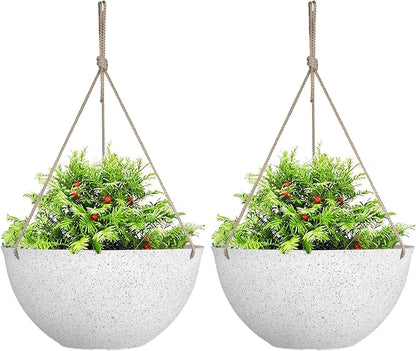 LA JOLIE MUSE Large Hanging Planters for Outdoor Plants - 13 Inch Hanging Flower Pots Set of 2