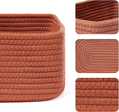 Small Storage Baskets for Organizing | Closet Organizer Bins | Shelf Toy Basket | Woven Rope