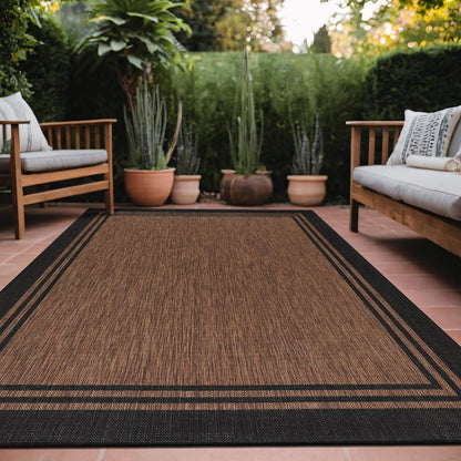 Bordered Outdoor Rug 6x9 Washable Outside Carpet for Indoor Patio Porch Waterproof Easy Cleaning