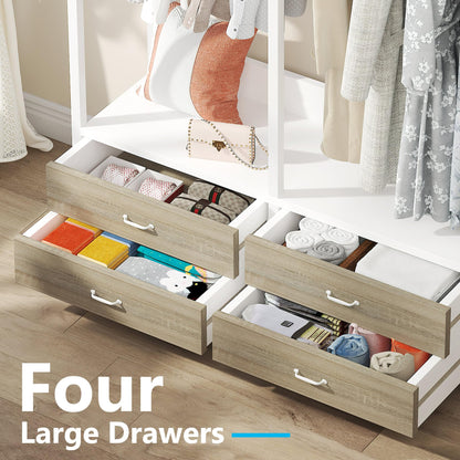 Tribesigns Freestanding Closet Organizer, Garment Rack with 4 Drawers