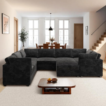 ovios Sectional Sofa Couch with U-Shape Chaise Sofa Bed, Comfy Modular Cloud Couches with Deep