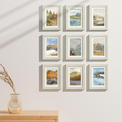 Vittanly 5x7 Picture Frames Set of 9, Shatter Resistant Plexiglass, Display 4x6 Pictures with Mat