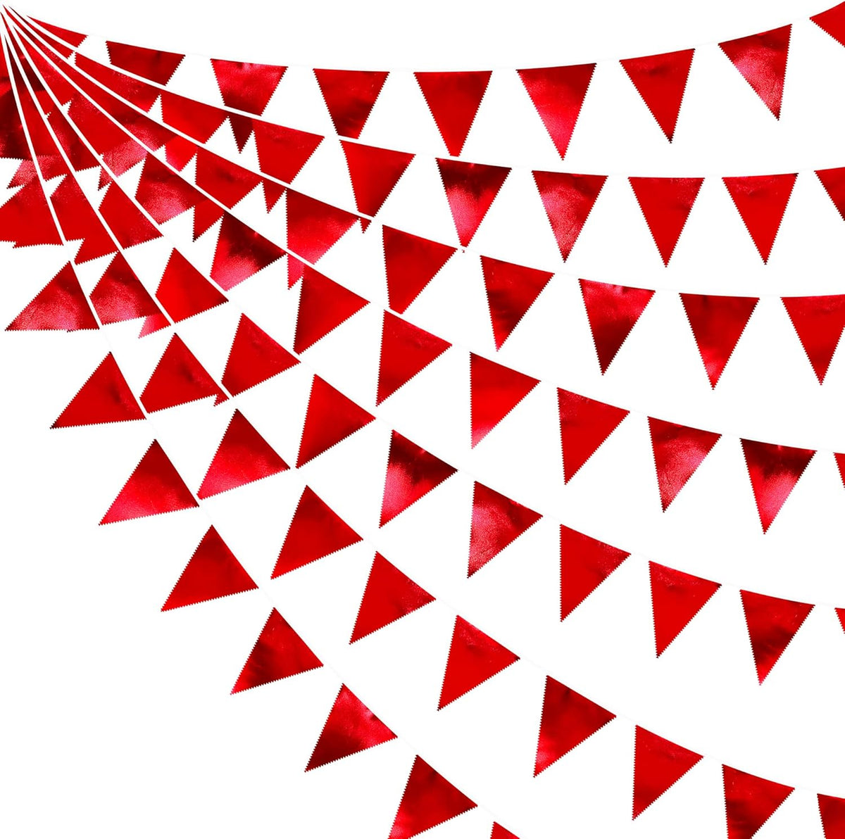 Red Party Decorations Triangle Pennant Banner Flag Dark Red Metallic Fabric Bunting Garland for