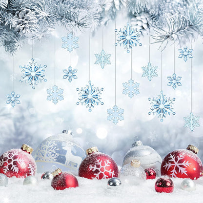 Dilunave 40 Pieces Christmas Snowflake Ornaments Acrylic Christmas Tree Decorations Crystal