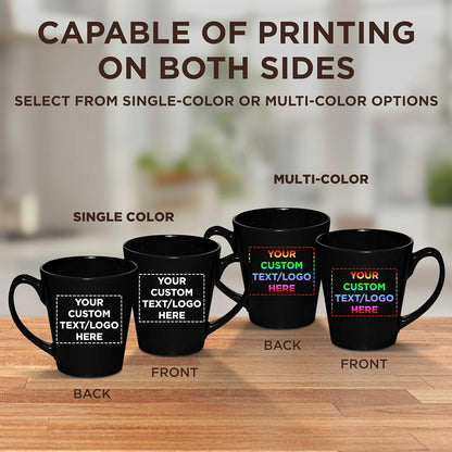 DISCOUNT PROMOS Custom Glossy Ceramic Latte Coffee Mug 12 oz. Set of 100, Personalized Bulk Pack