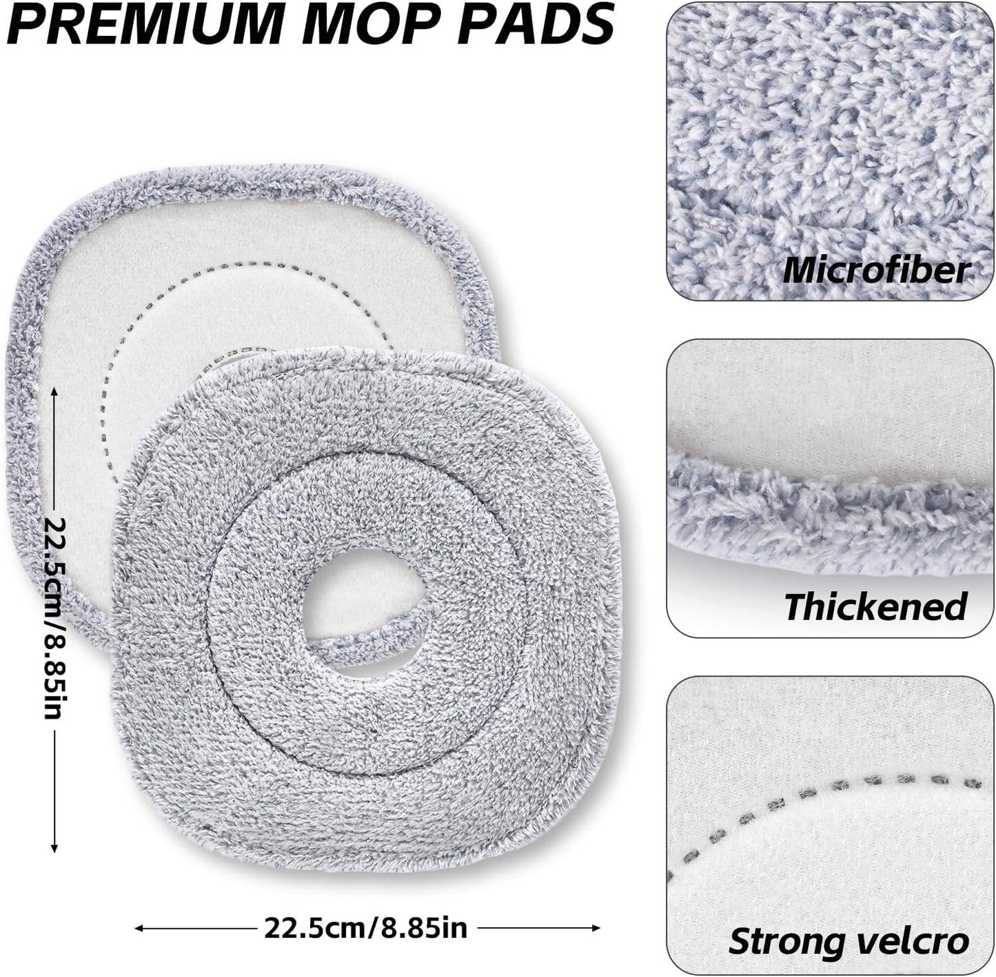9 Inch Square Microfiber Mop Pad Refill Compatible with True & Tidy Mop System and Most 9 Inch