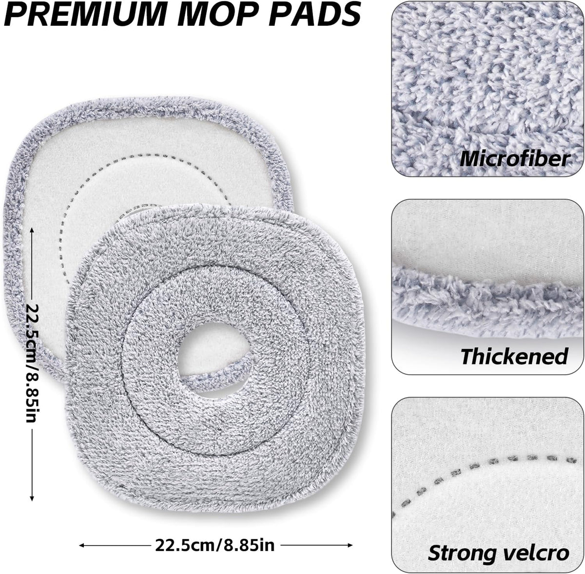 9 Inch Square Microfiber Mop Pad Refill Compatible with True & Tidy Mop System and Most 9 Inch