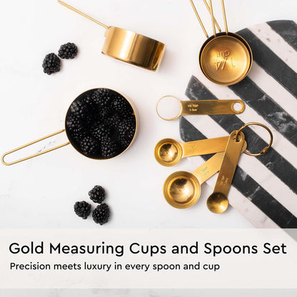 Gold Kitchen Utensils Set - 19-Piece Set Includes Stainless Steel Gold Utensils, White Silicone