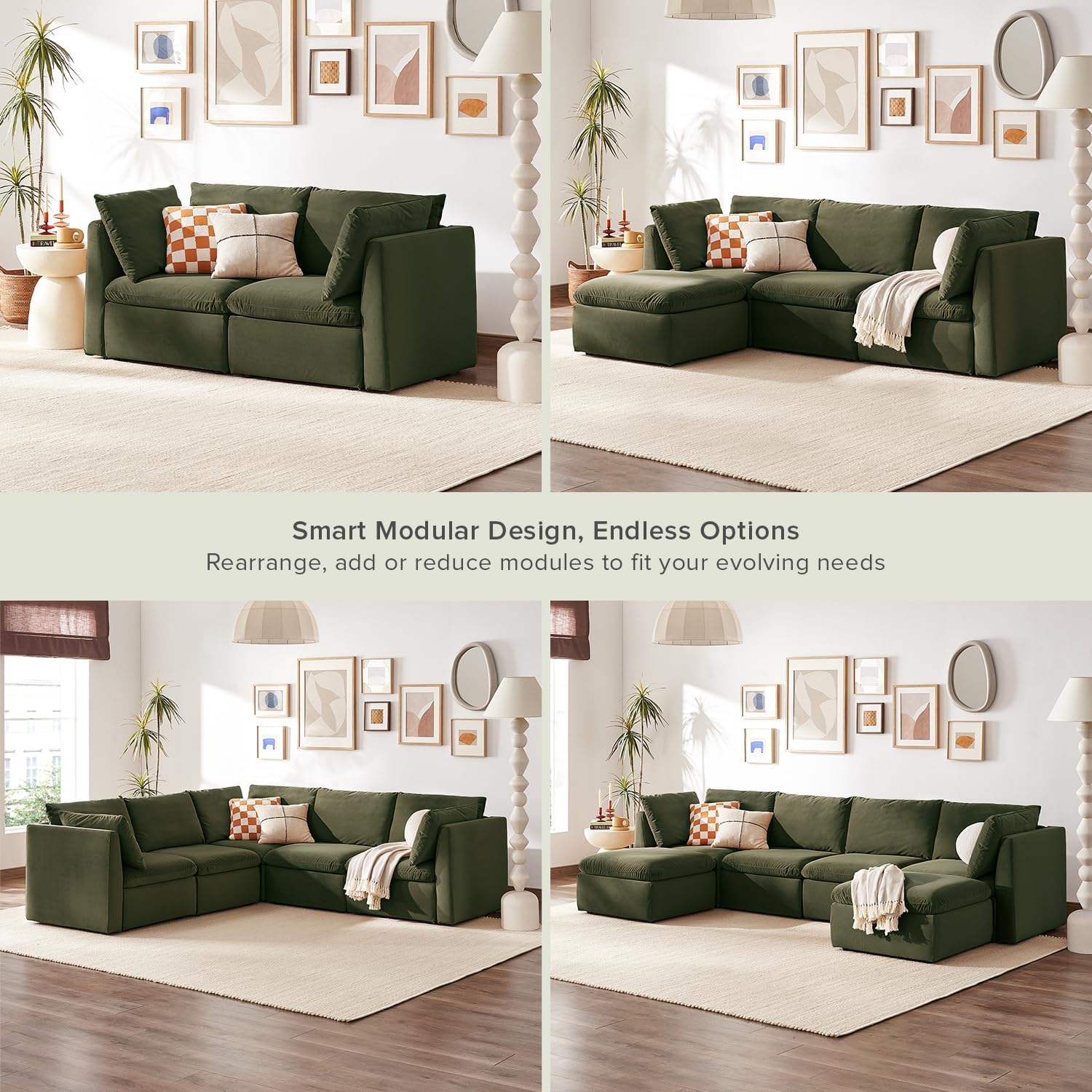 mopio Oversized Modular Sectional Sofa with Fully Removable Covers and Storage, Convertible U
