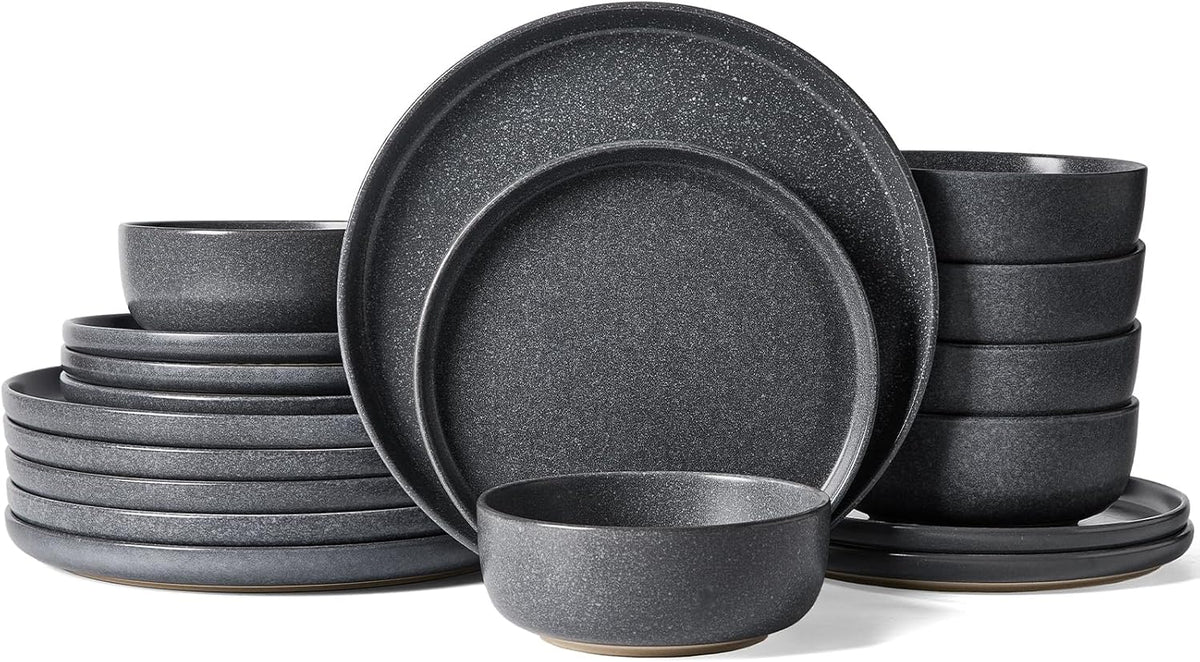 Famiware Milkyway Plates and Bowls Sets, 18 Pieces Dinnerware Sets, Reactive Glaze Dish Set