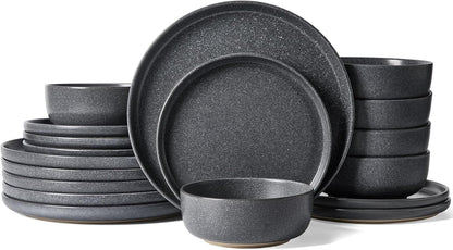 Famiware Milkyway Plates and Bowls Sets, 18 Pieces Dinnerware Sets, Reactive Glaze Dish Set