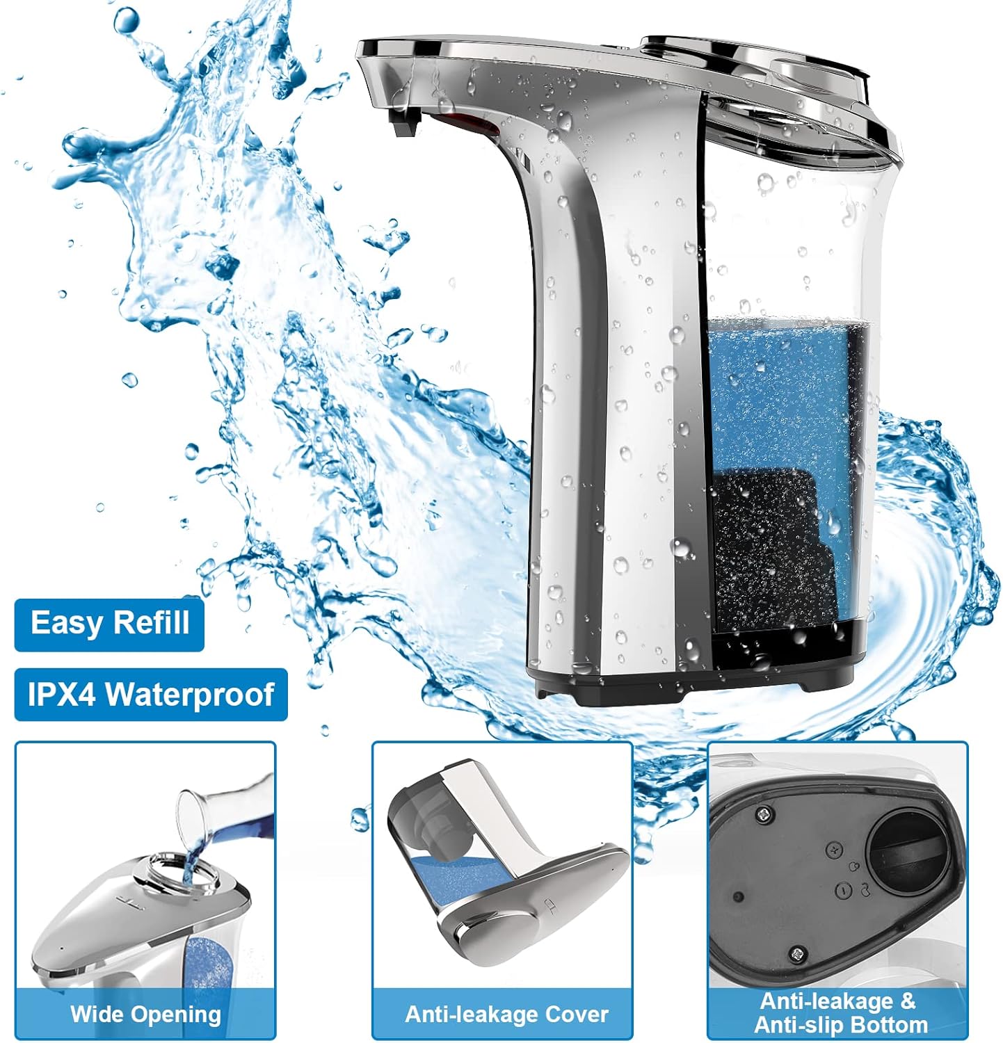 Automatic Soap Dispenser, Touchless Dish Soap Dispenser 17oz/500ml with Infrared Sensor, 5