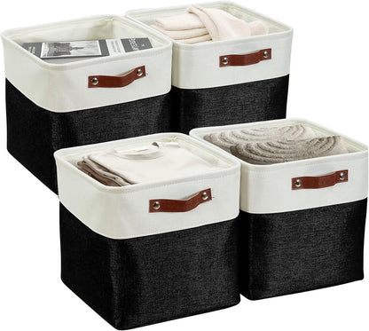 DECOMOMO Storage Cubes, 11x11 Cube Storage Bins, Baskets for Shelves (Black & White, Cube 11" - 4