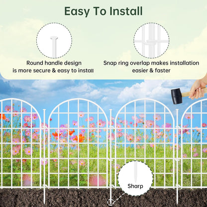 32.5ft(L) x 22in(H) Panels Garden Fence, 30 Panels Arched No Dig Fence, Decorative Animal Barrier