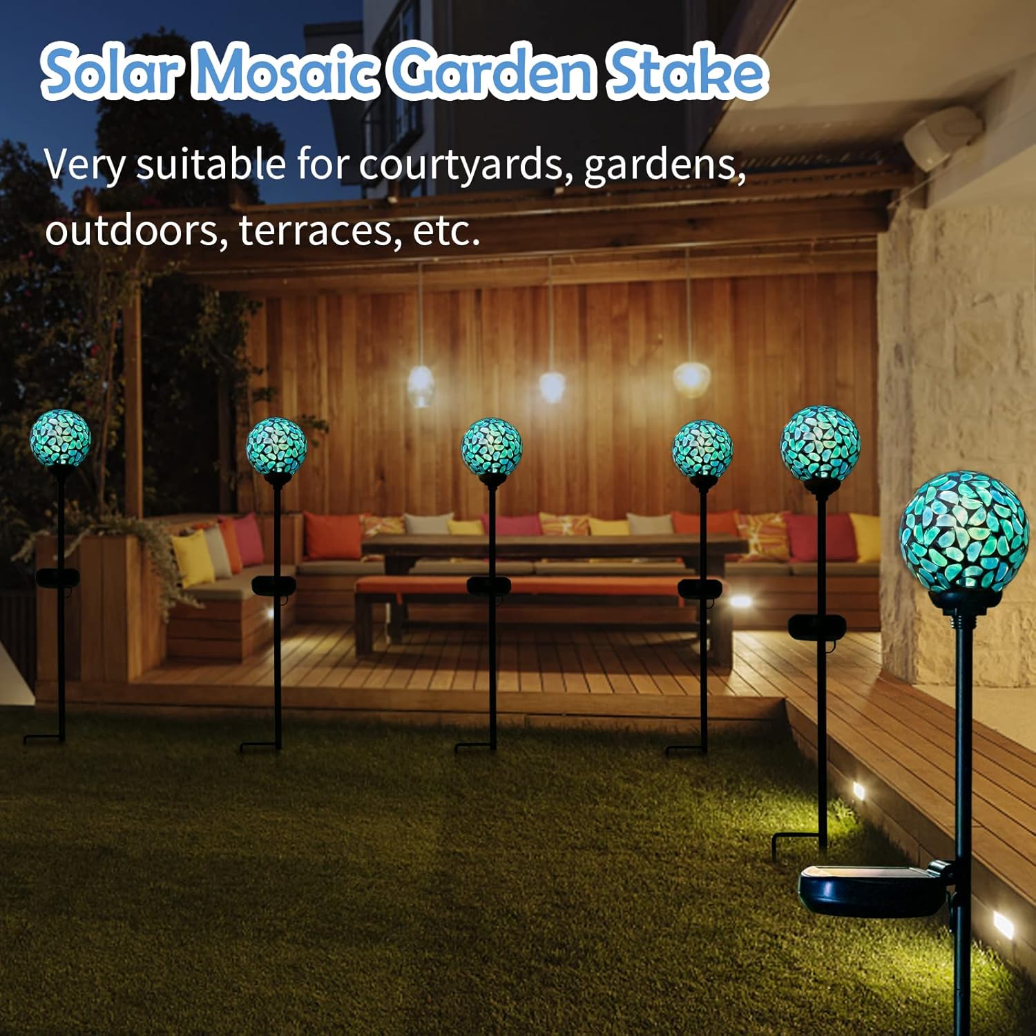 Afirst Solar Outdoor Lights Decorative Mosaic - Solar Garden Stakes Mosaic Gazing Ball Waterproof
