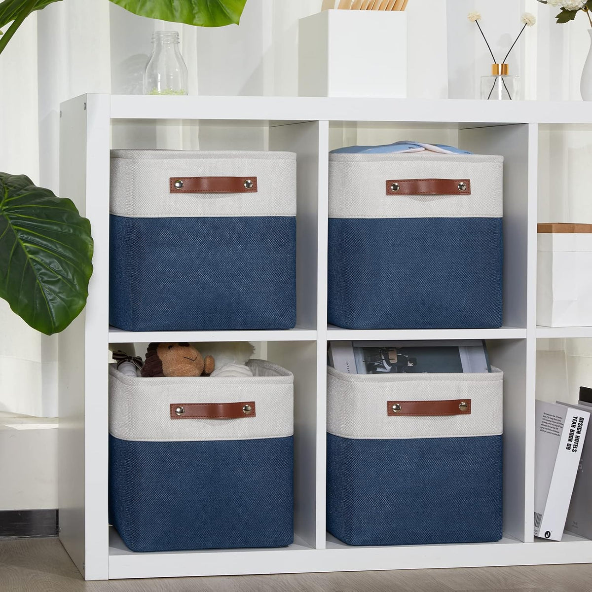 DULLEMELO [Set of 4 Storage Cubes Baskets for Organizing, 11 x 11 x 11 inch Cube Storage Organizer