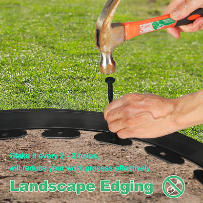 LINSHRY 66FT Landscape Edging, 2 Inch Tall No Dig Garden Border Edging with 60pcs Spikes, Plastic