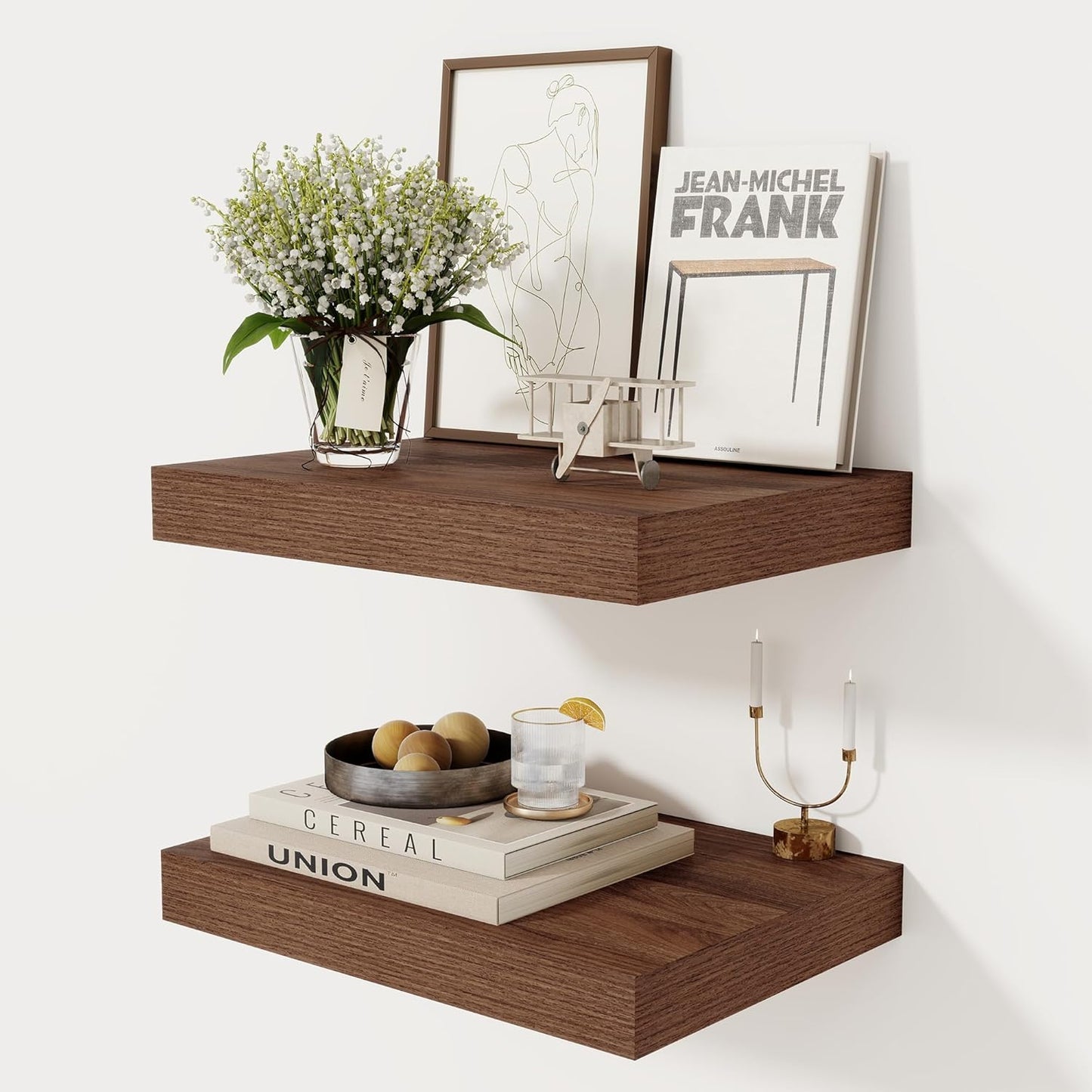 12 Inch Deep Floating Shelves, 16 x 12 Floating Shelf for Books, Rustic Wood Deep Wall Shelves for