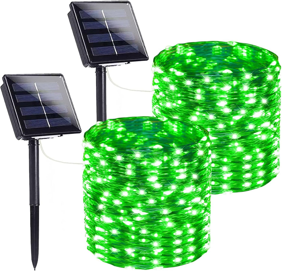 St. Patrick's Day Green Solar String Lights Outdoor, 2-Pack 72FT 400 LED Solar Fairy Lights, Copper