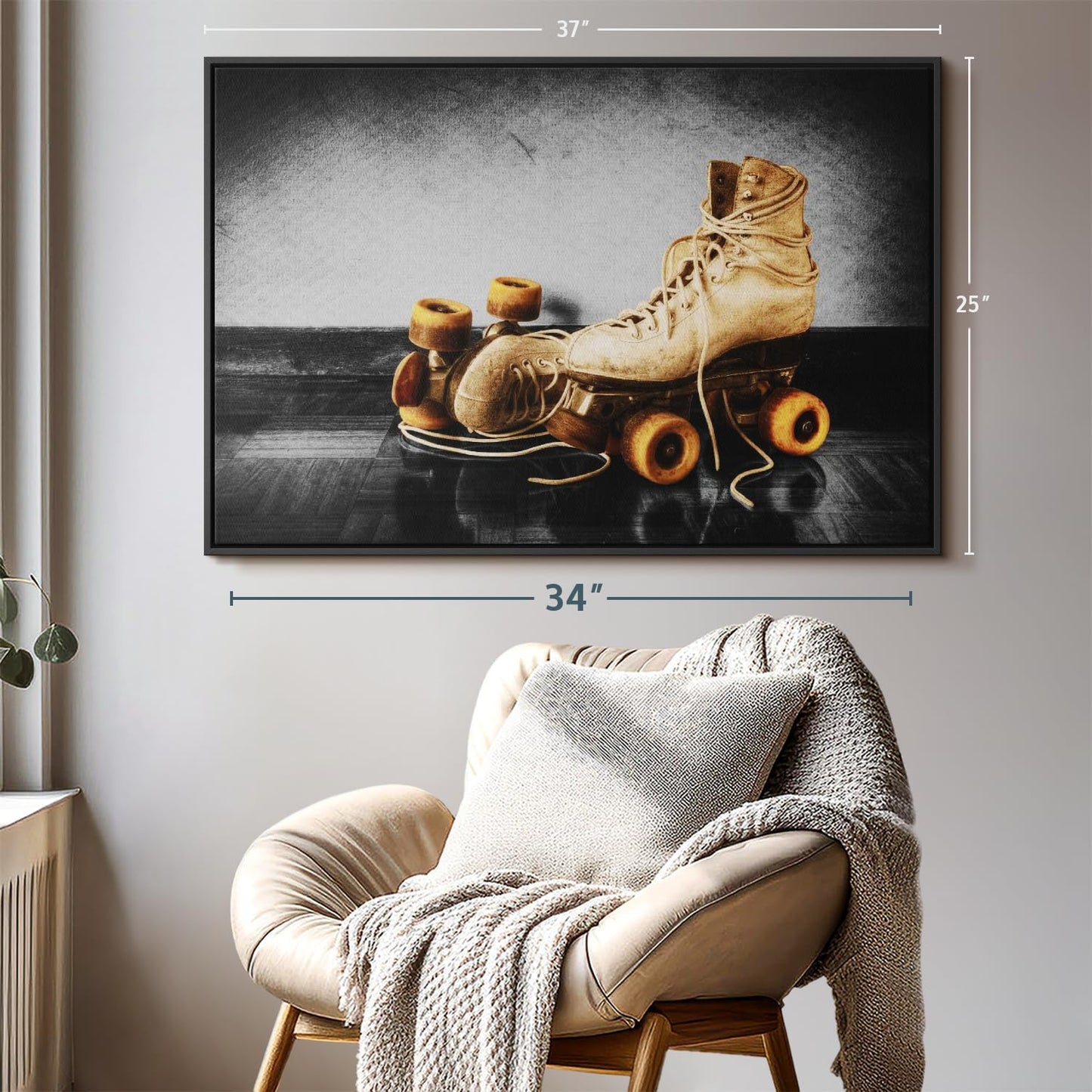ElephantStock Vintage Skates Pop Wall Art - Horizontal Framed Canvas - 1-Piece Living Room Wall
