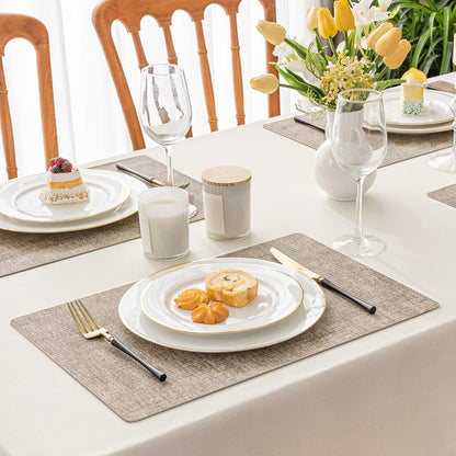 Romanstile Vinyl Placemats Set of 8-12 X 18 Inch - Heat Resistant Place Mats 100% Waterproof