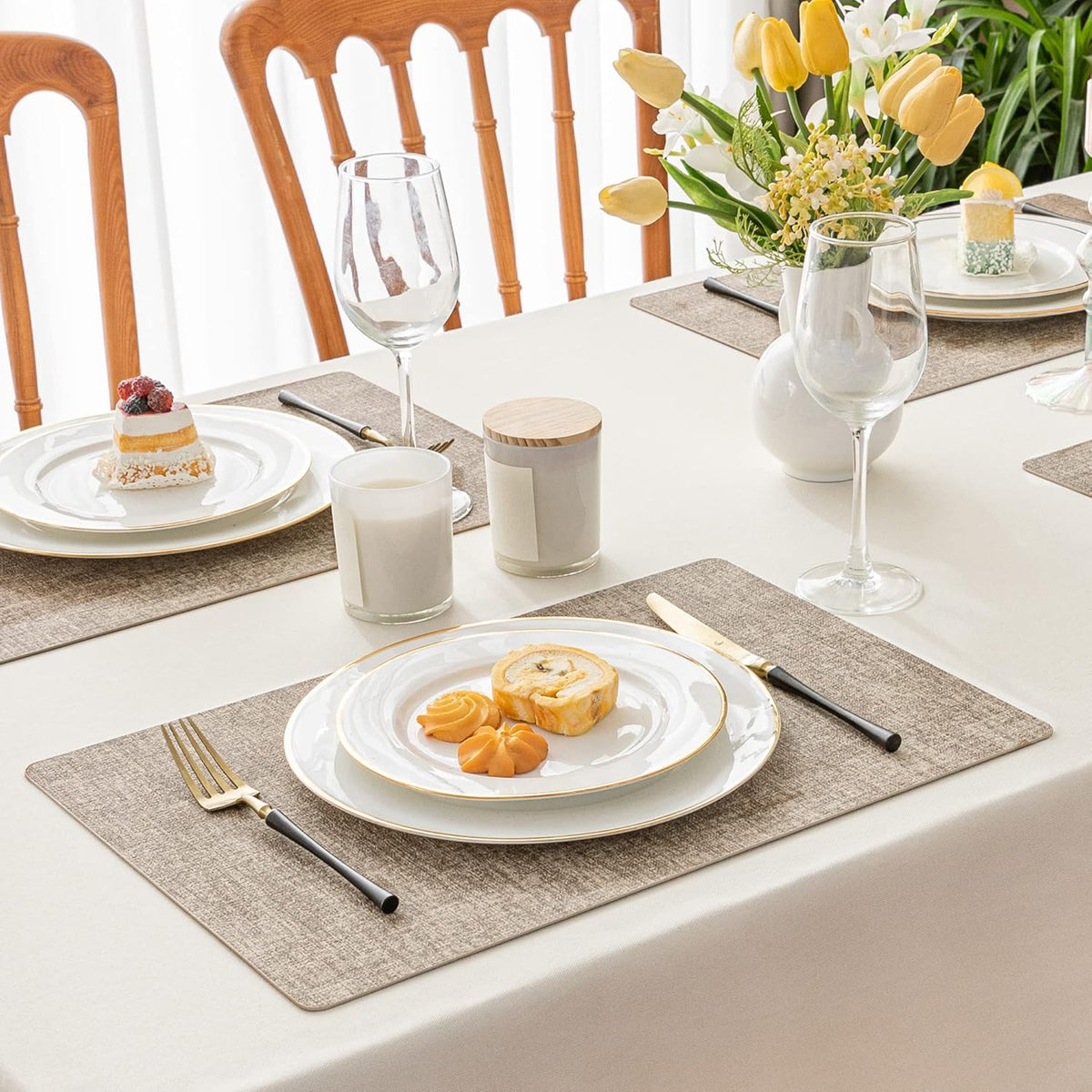 Romanstile Vinyl Placemats Set of 4-12 X 18 Inch - Heat Resistant Place Mats 100% Waterproof