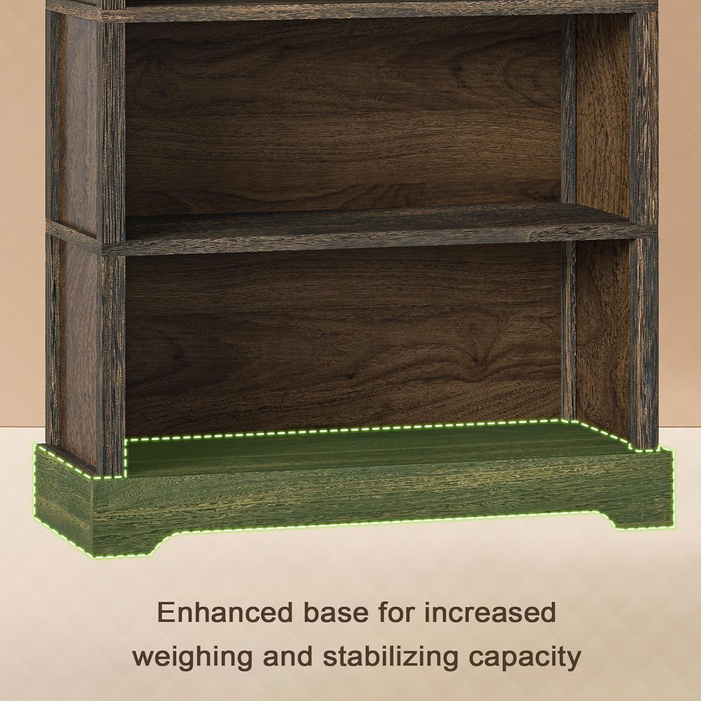 TVU 5-Shelf Wood Bookcase, 65 Inch Tall Bookshelf with Storage, Floor Standing Display Book Shelf