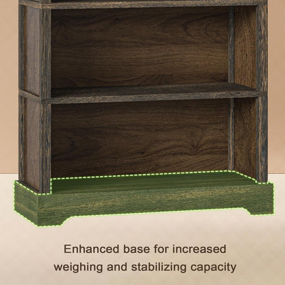 TVU 5-Shelf Wood Bookcase, 65 Inch Tall Bookshelf with Storage, Floor Standing Display Book Shelf