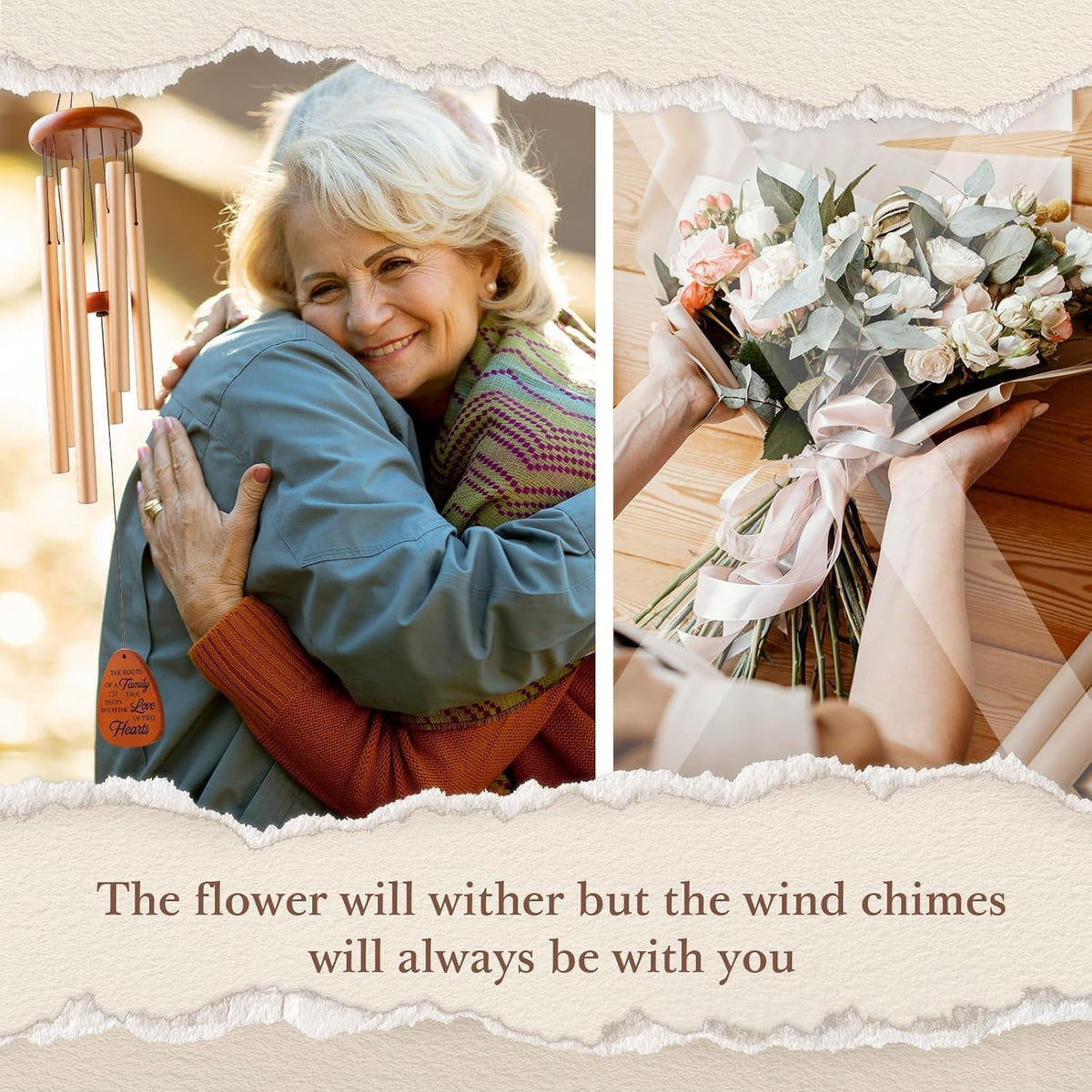 40th Wedding Anniversary Wind Chime, Happy 40th Anniversary Romantic Gifts for Couple, Parents