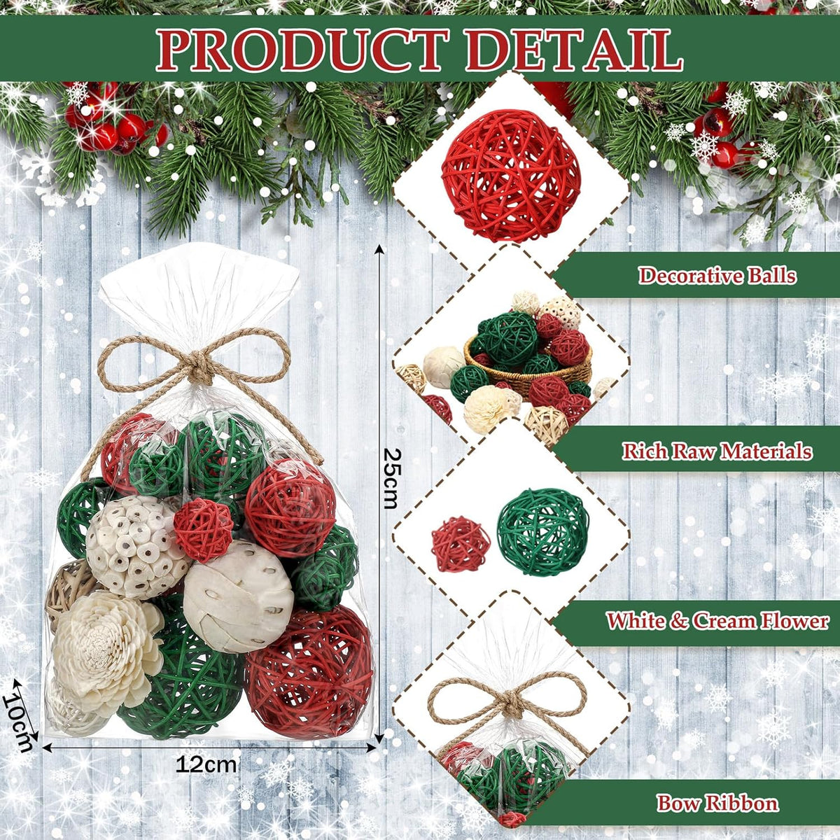 Riceshoot 2 Pack Decorative Balls Potpourri Bowl Filler Decor Natural Vase Bowl Filler Assorted