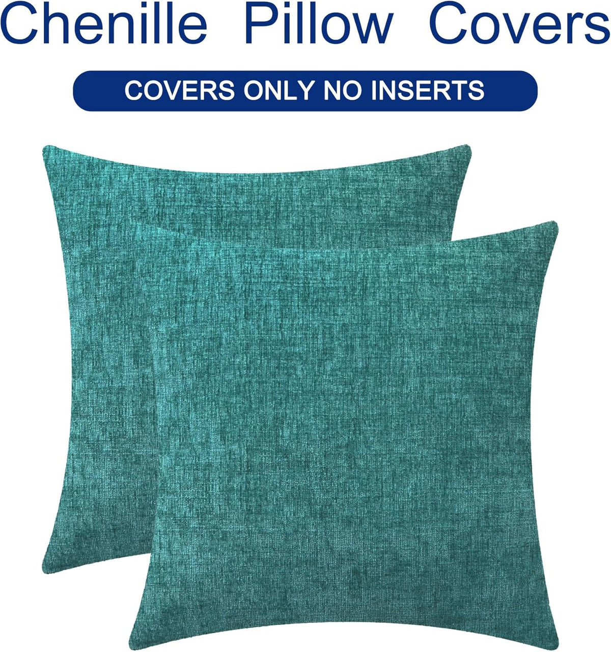 CaliTime Throw Pillow Covers Decorative 22 X 22 Inches Pack of 2 Cozy Chenille Cushion Cases for