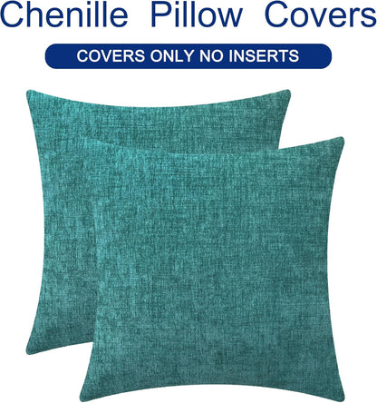 CaliTime Throw Pillow Covers Decorative 22 X 22 Inches Pack of 2 Cozy Chenille Cushion Cases for
