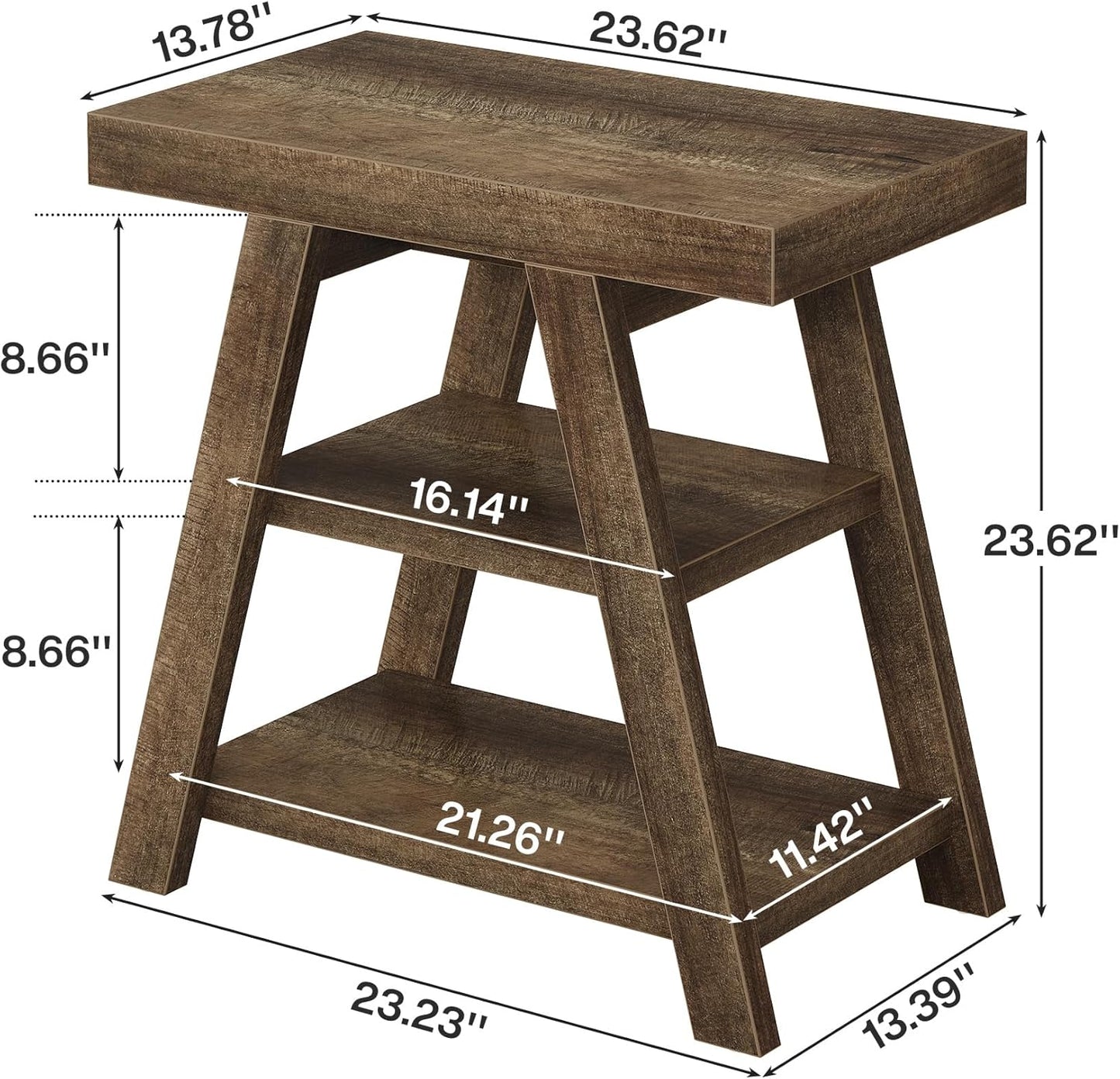 Tribesigns Small Wood End Table, 3-Tier Farmhouse Narrow Couch Side Table with Storage, Vintage