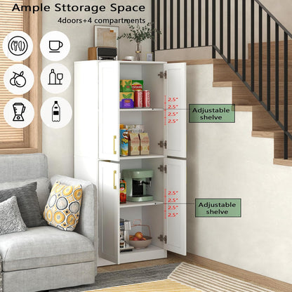 Storage Cabinet, Kitchen Pantry with Doors & Shelf, Tall Storage Cabinet for Bathroom, Living Room