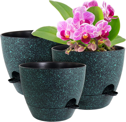 12/10/9 inch Large Self Watering Pots, Planter, Plant Pots with Mesh Drainage Holes for Indoor