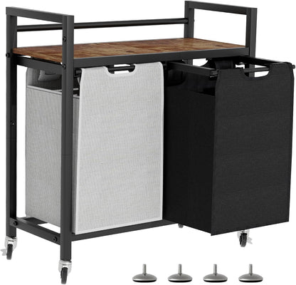 Laundry Hamper, Laundry Basket, Laundry Sorter with 2 Removable Bags, Clothes Basket with 2