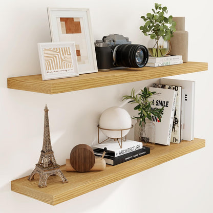 48 Inch Floating Shelves Set of 2, Rustic 48 x 9 Floating Shelf for Wall, 9 Inch Deep Bookshef