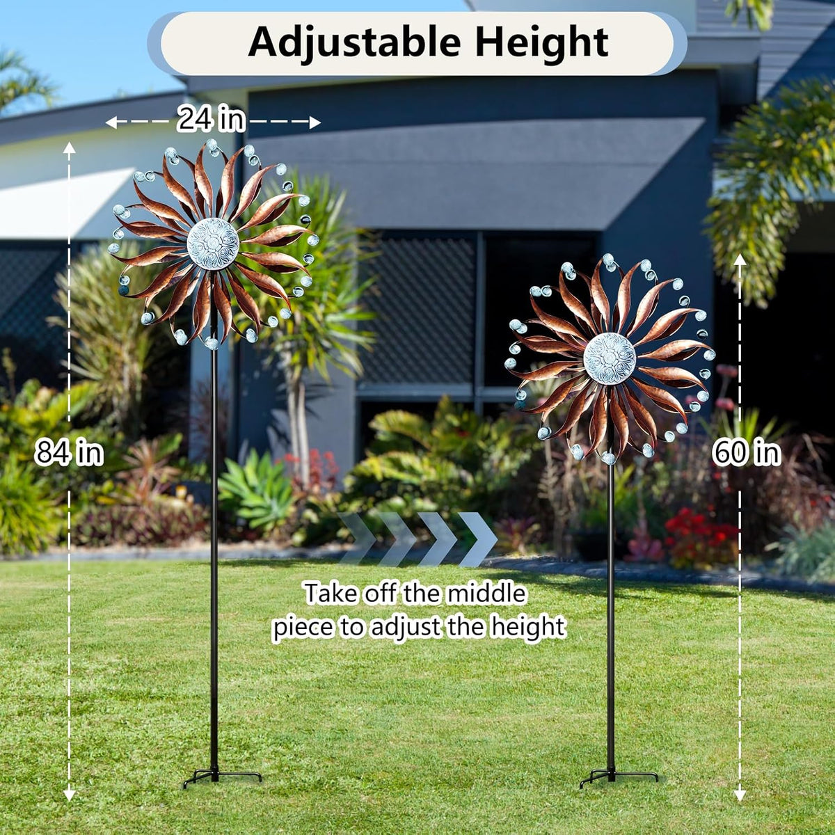 Wind Spinners Outdoor Metal Large with Stake- 84'' Wind Spinners for Yard and Garden - Windmill for