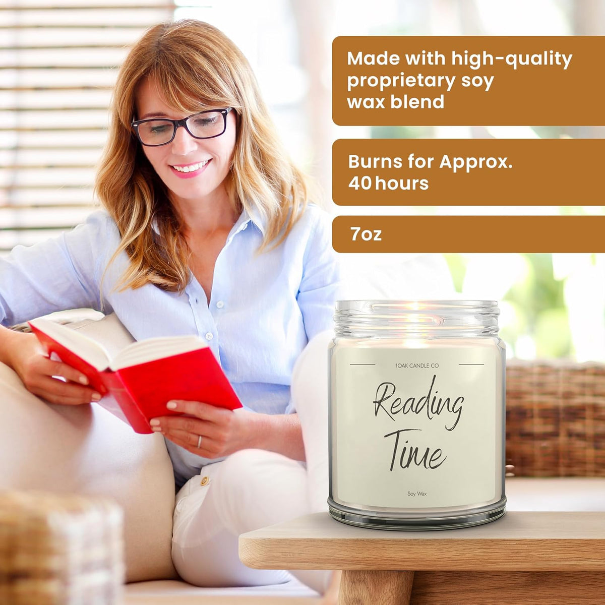 1OAK Vanilla Soy Candles - Reading Candle - Gifts for Readers - Cool Gifts for Book Lovers Women