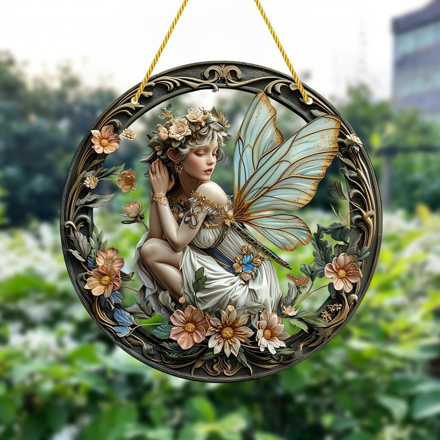 Flower Fairy Garden Decorations Angel Wing Christmas Halloween Deco Statue Art Elf Sculpture