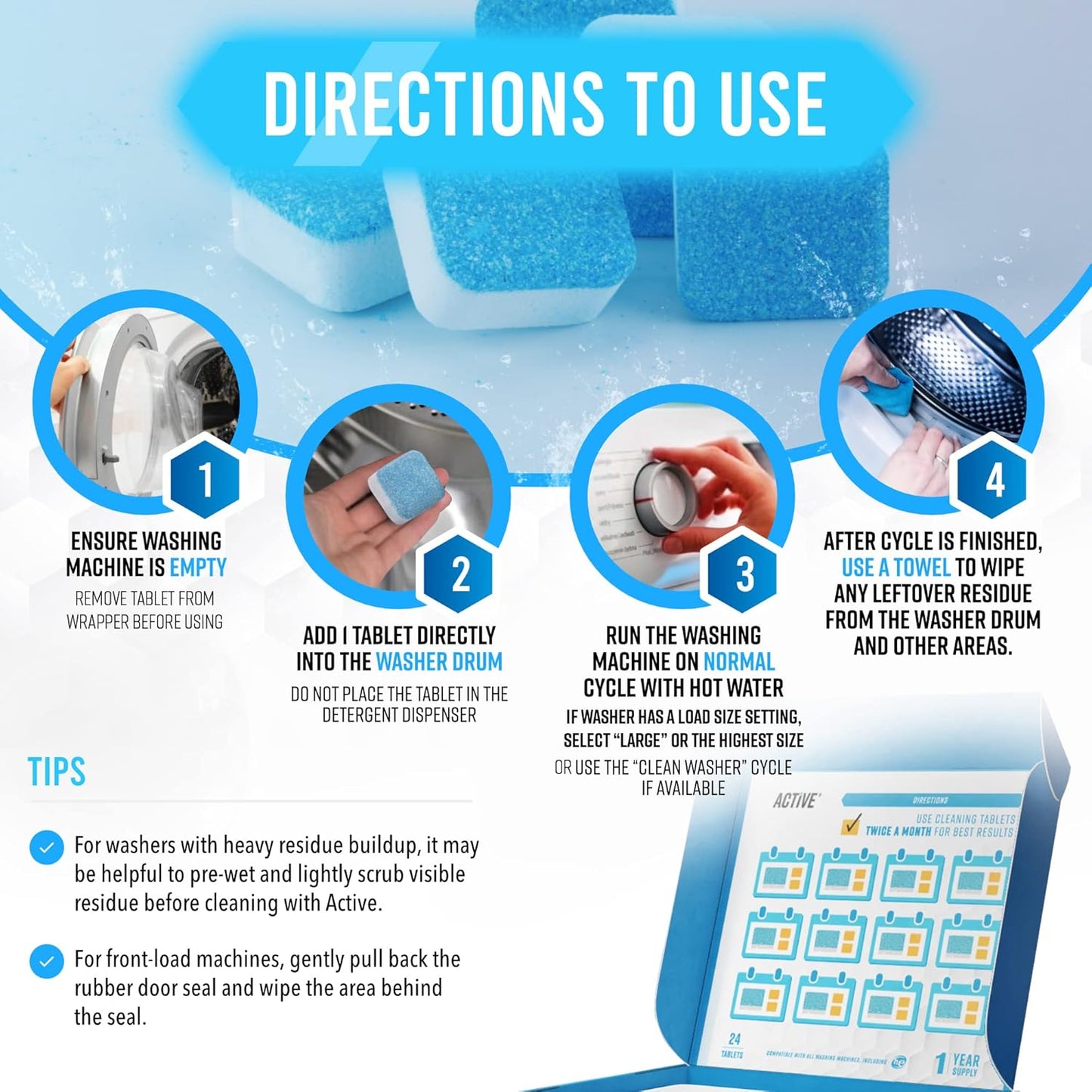 Washing Machine Dishwasher & Disposal Cleaning Tablets - Appliance Refresh Bundle Includes 12 Month