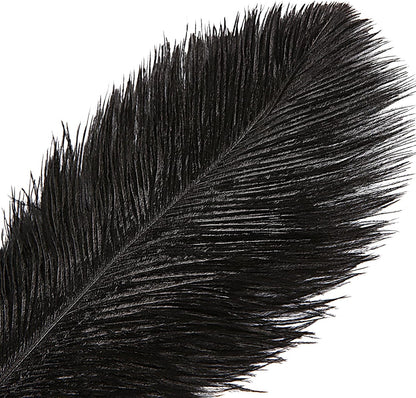 THARAHT Black Ostrich Feathers 12pcs Large Natural Bulk 12-14Inch 30cm-35cm for Wedding Party