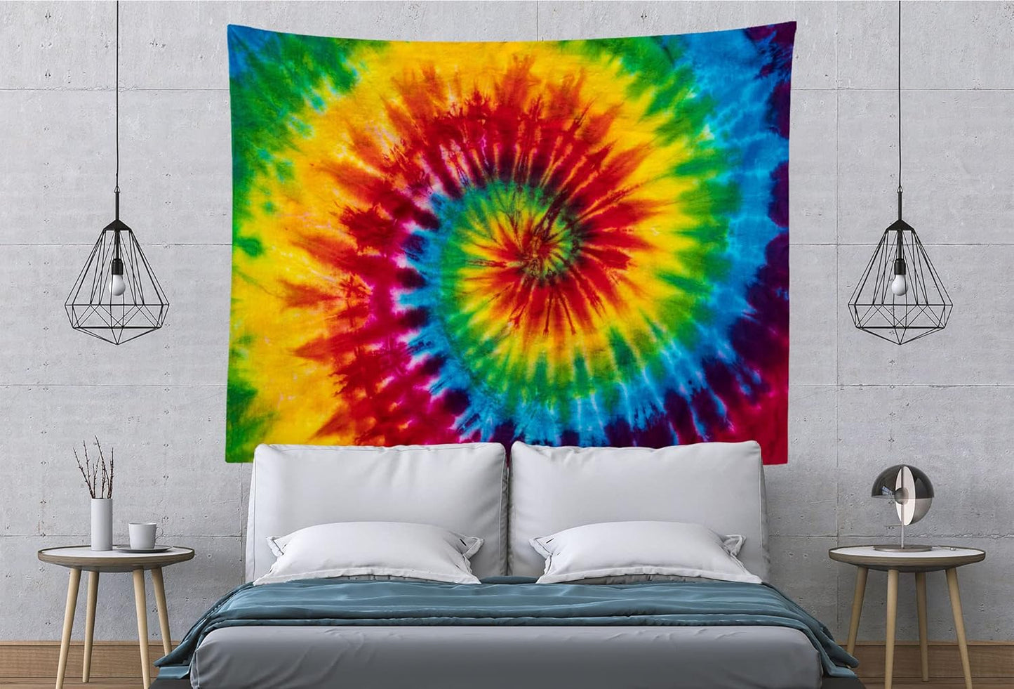 Loccor 10x6.5ft Tie Dye Tapestry Colorful Red Blue Yellow Green Orange Purple Retro Abstract