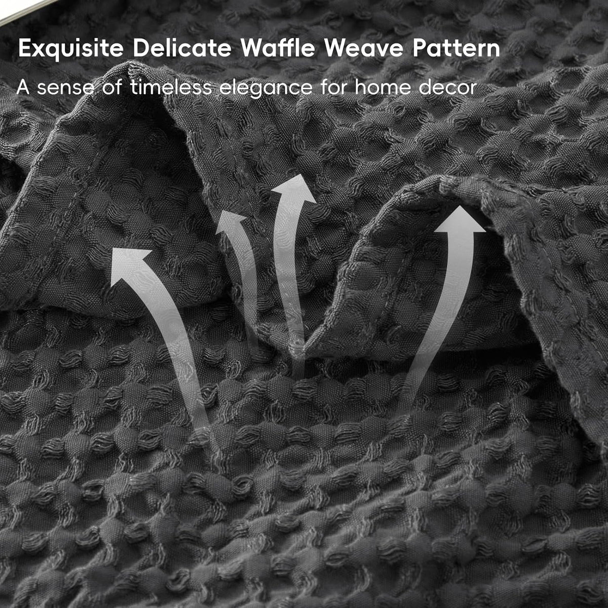 PHF Ultra Soft Waffle Weave Blanket Queen Size 90"x 90"- Washed Lightweight Breathablee Cozy Woven