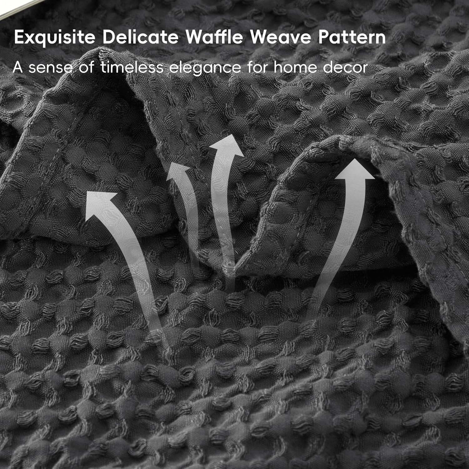 PHF Ultra Soft Waffle Weave Blanket Queen Size 90"x 90"- Washed Lightweight Breathablee Cozy Woven