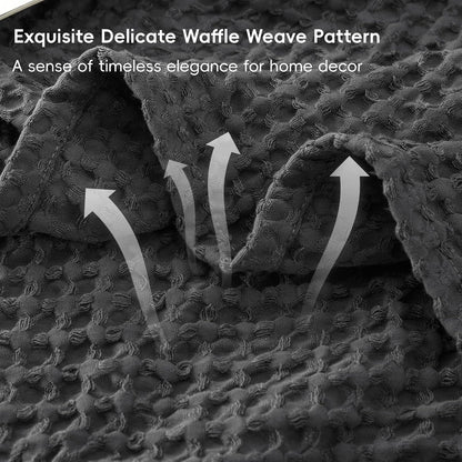 PHF Ultra Soft Waffle Weave Blanket Queen Size 90"x 90"- Washed Lightweight Breathablee Cozy Woven