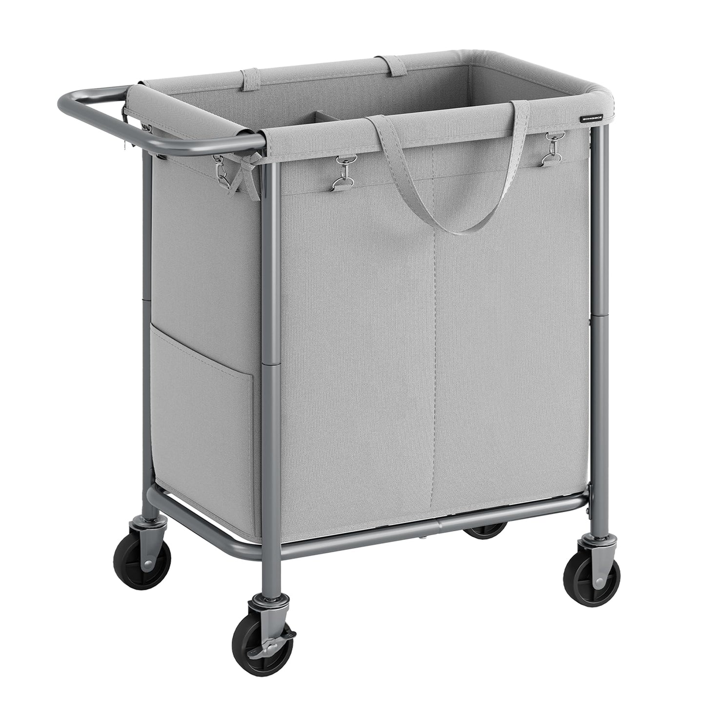SONGMICS Laundry Basket with Wheels, 2-Section Rolling Laundry Hamper, 37 Gallons (140 L)