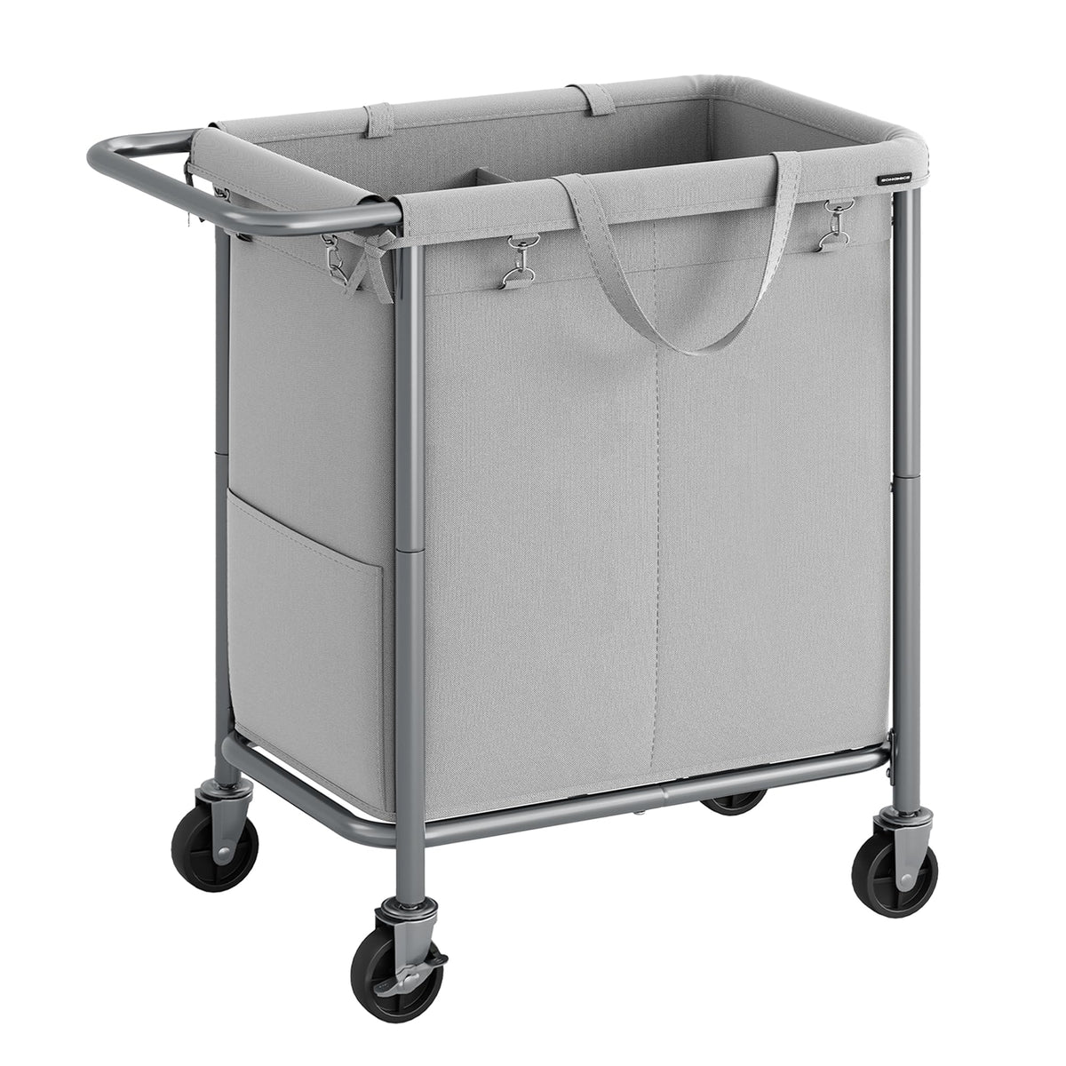 SONGMICS Laundry Basket with Wheels, 2-Section Rolling Laundry Hamper, 37 Gallons (140 L)